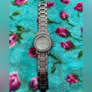 Women’s crystal encrusted watch in silver